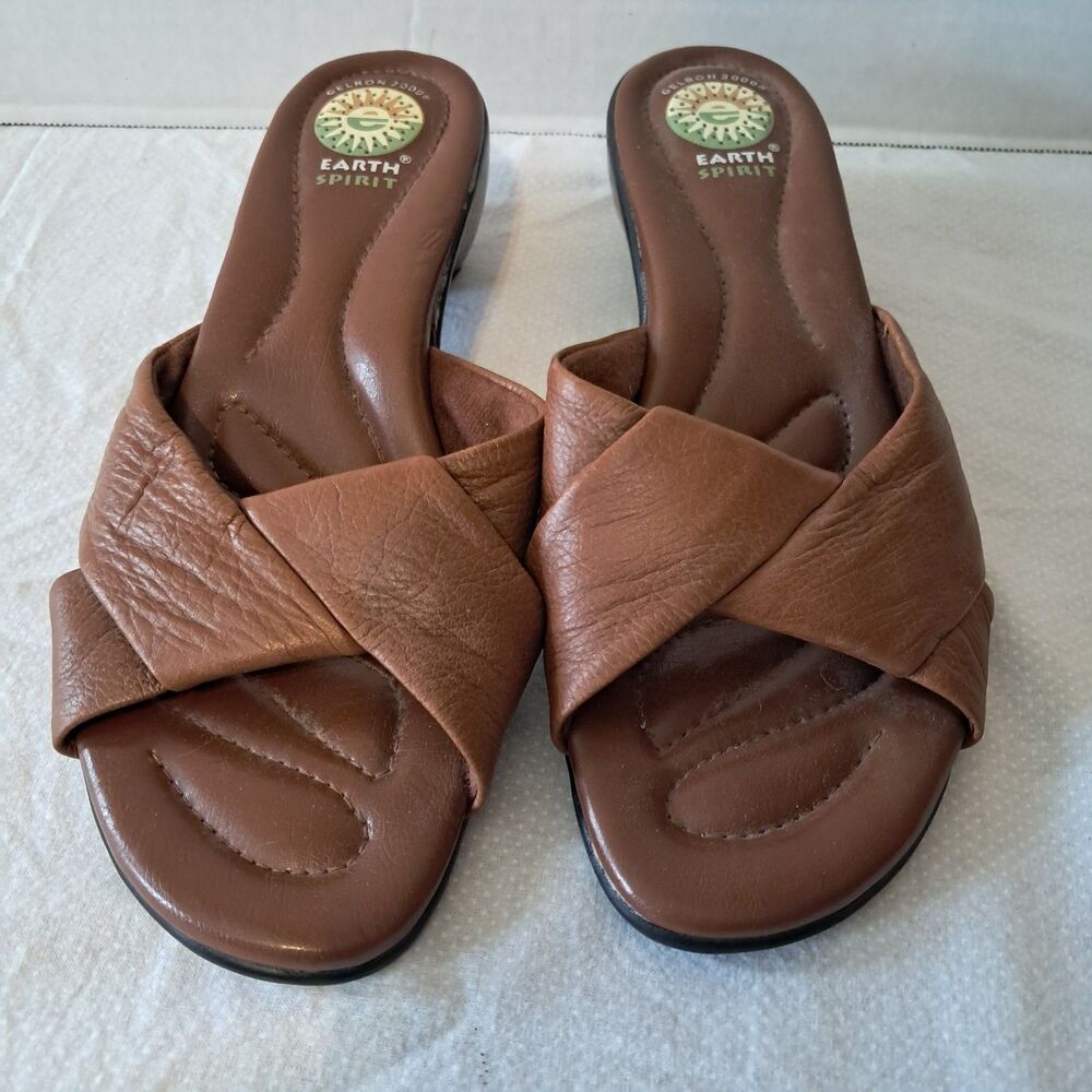 Earth Spirit Gelron 2000 Wedge Sandals Brown Leather Shoes Women size 9.5 - Picture 6 of 16